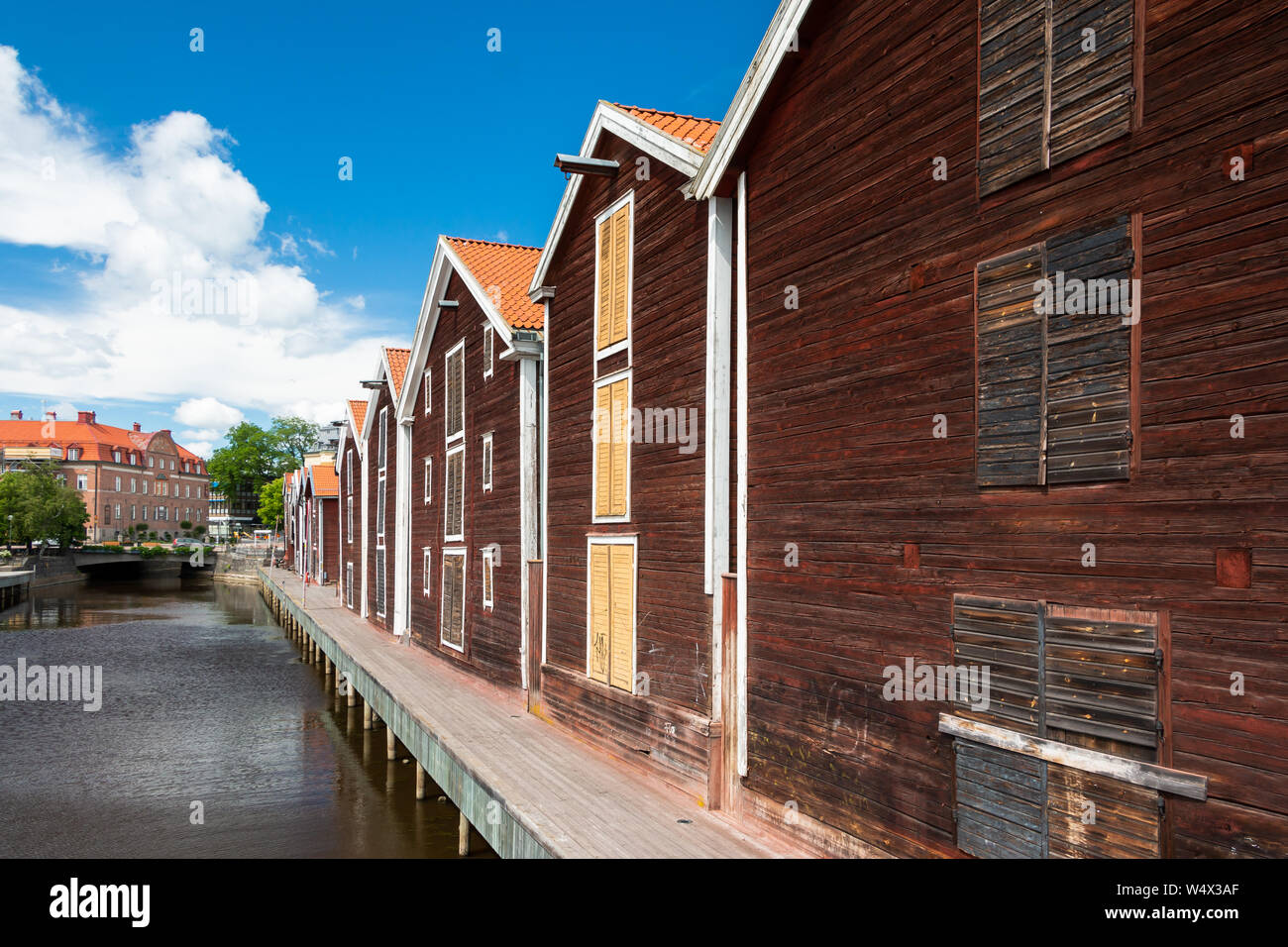 Hudiksvall a city in the province Gävleborgs län, east Sweden with beautiful wooden houses Stock Photo
