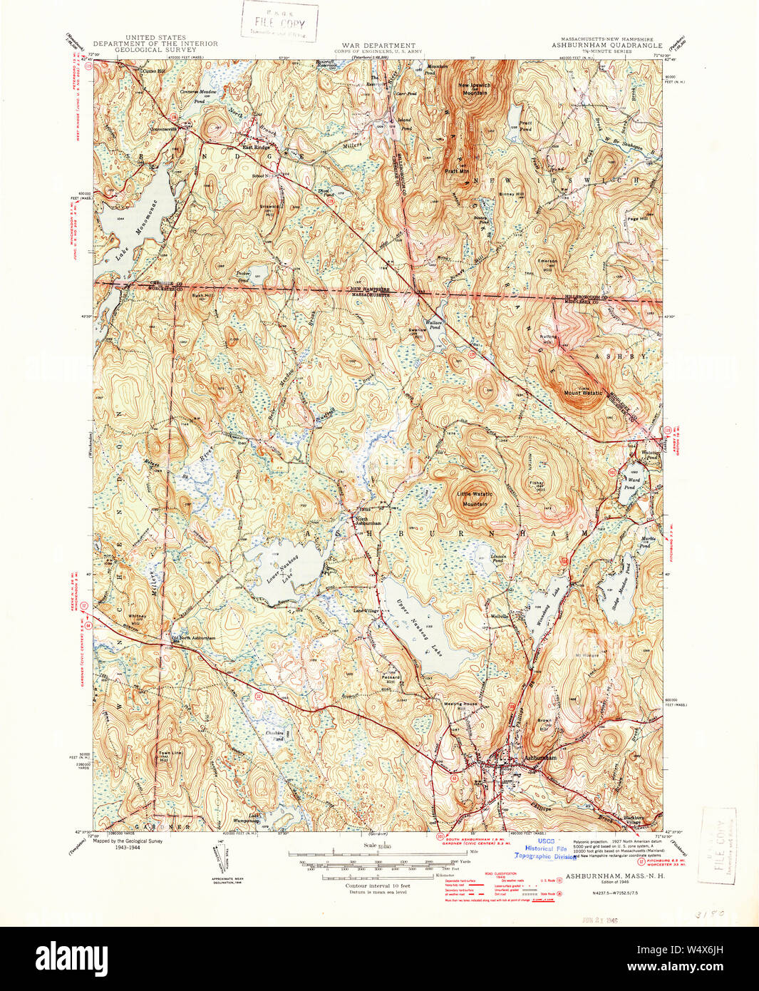 Massachusetts USGS Historical Topo Map MA Ashburnham 351464 1946 31680