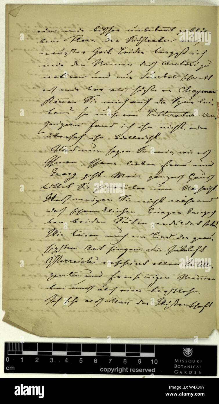 Correspondence - Fenzl (Eduard) and Engelmann (George) (Nov 01, 1866 (3) verso) Stock Photo