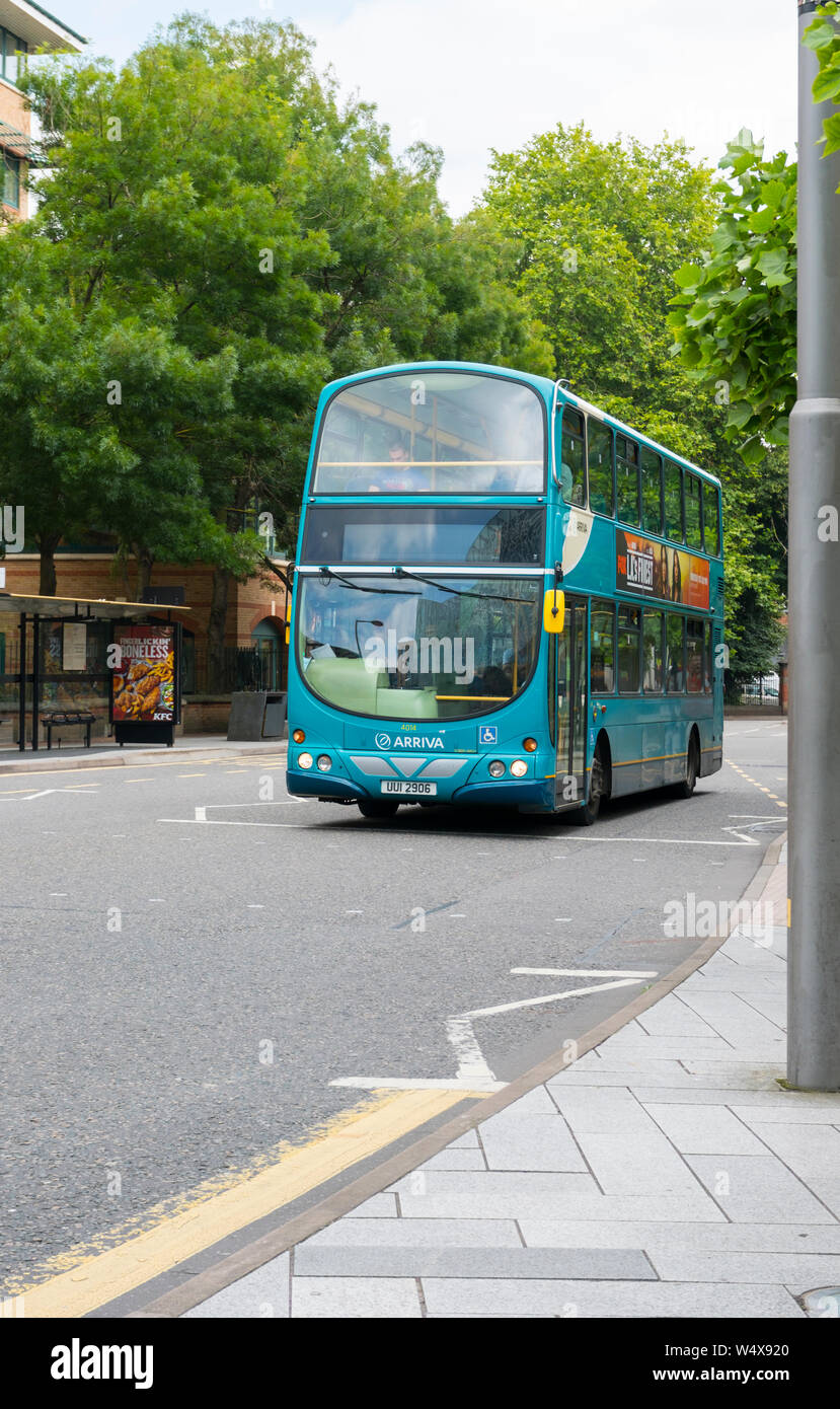 Arriva Volvo double decker bus along on Causeway Lane, Leicester