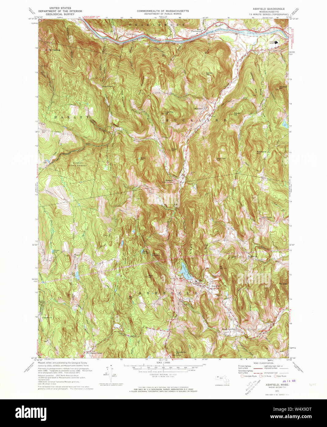 Massachusetts USGS Historical Topo Map MA Ashfield 349954 1971 24000