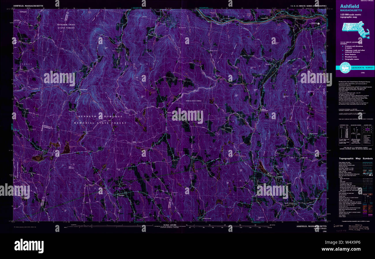 Massachusetts USGS Historical Topo Map MA Ashfield 350806 1990 25000