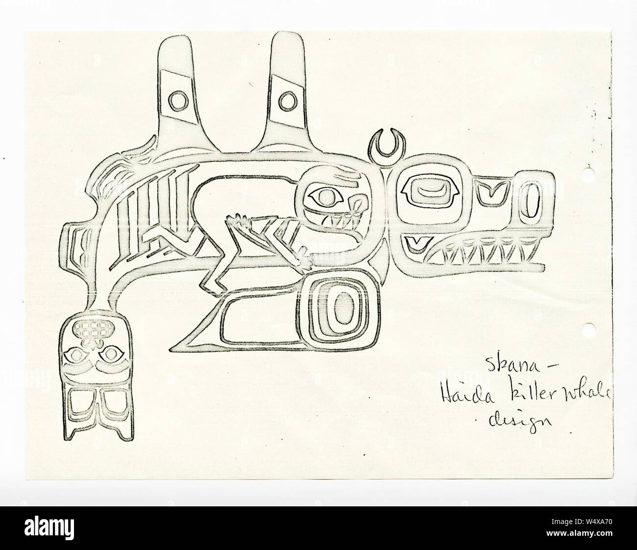 Correspondence from Malin (Edward) 1964 (2 of 2), page 147 (Original Caption- Skana-Haida Killer Whale Design) (32735828653). Stock Photo