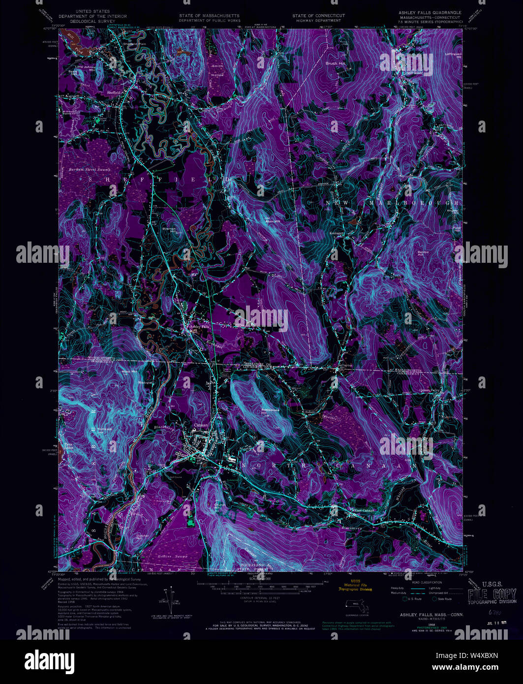 Massachusetts USGS Historical Topo Map MA Ashley Falls 349961 1958