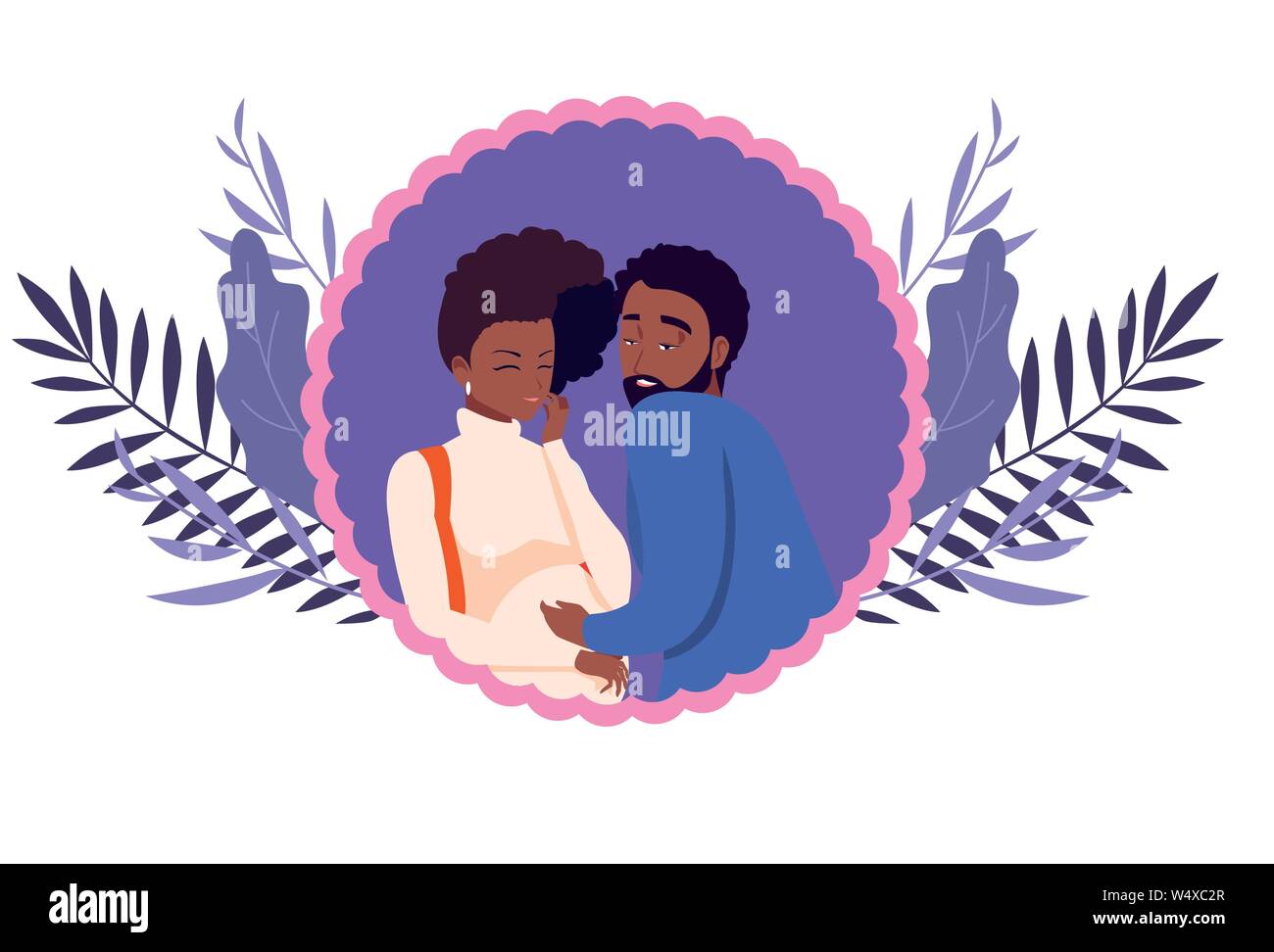 man hugs a pregnant woman - pregnancy and maternity vector illustration ...