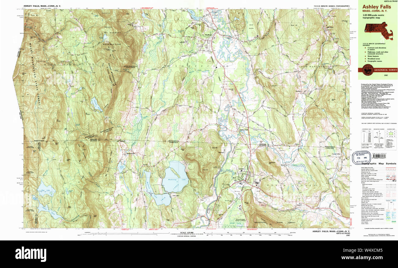 Massachusetts USGS Historical Topo Map MA Ashley Falls 350813 1987