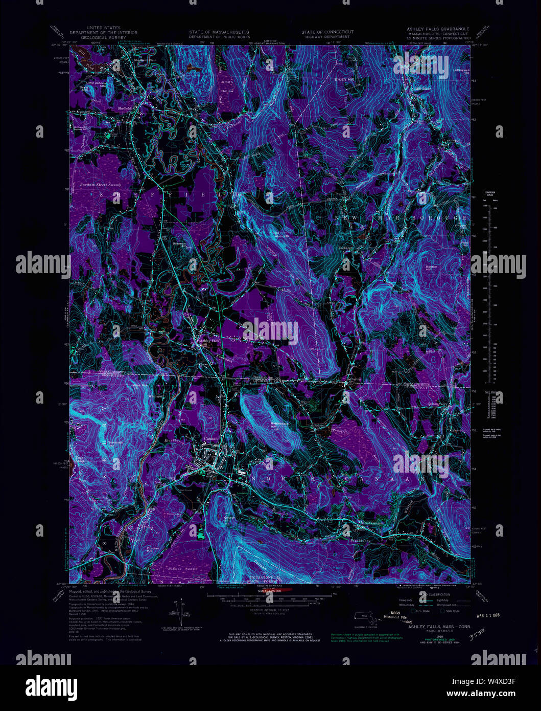 Massachusetts USGS Historical Topo Map MA Ashley Falls 350815 1958