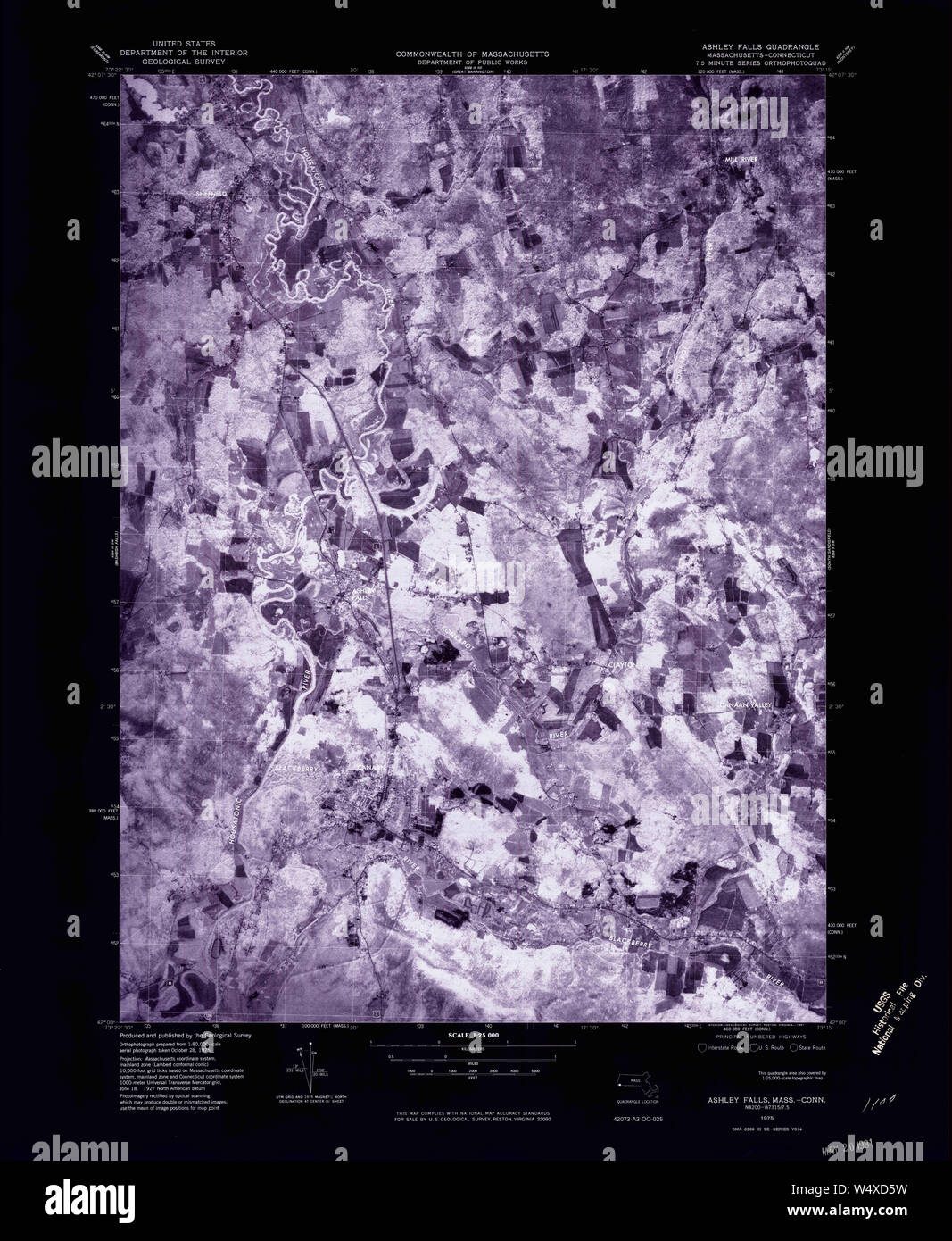 Massachusetts USGS Historical Topo Map MA Ashley Falls 350816 1975