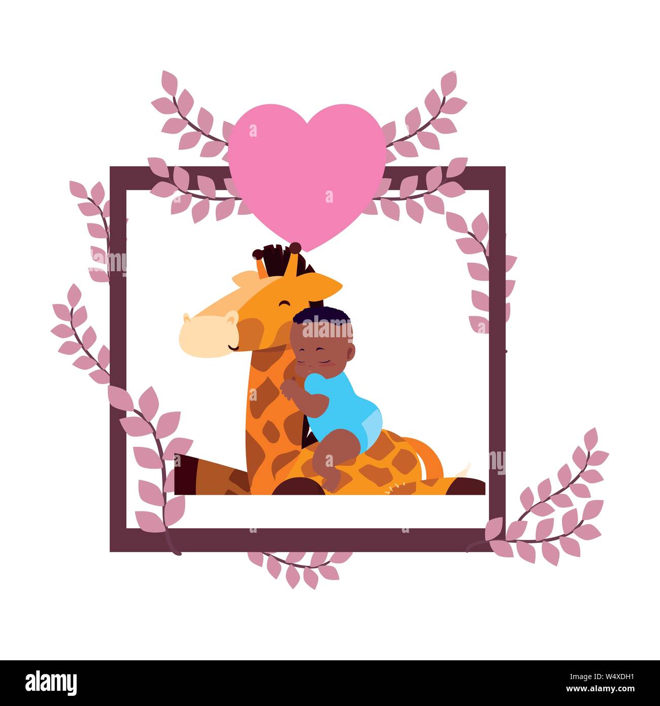 baby boy with toy giraffe vector illustration Stock Vector Image & Art ...