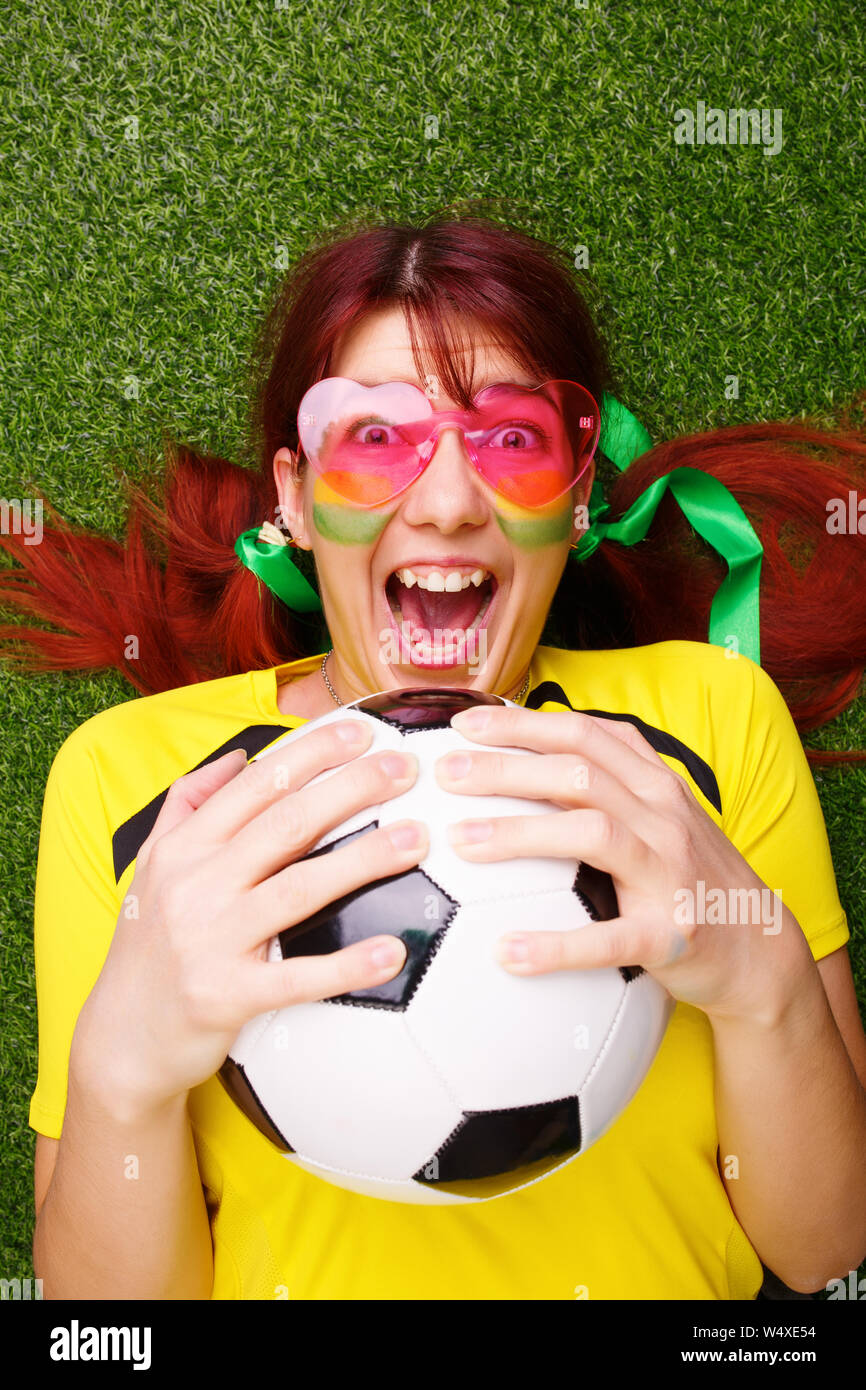 Soccer fan support their team and celebrate goal Stock Photo Alamy