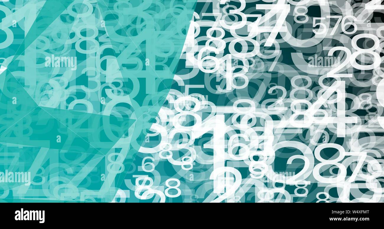 Connected abstract shapes and cyber numbers Stock Vector