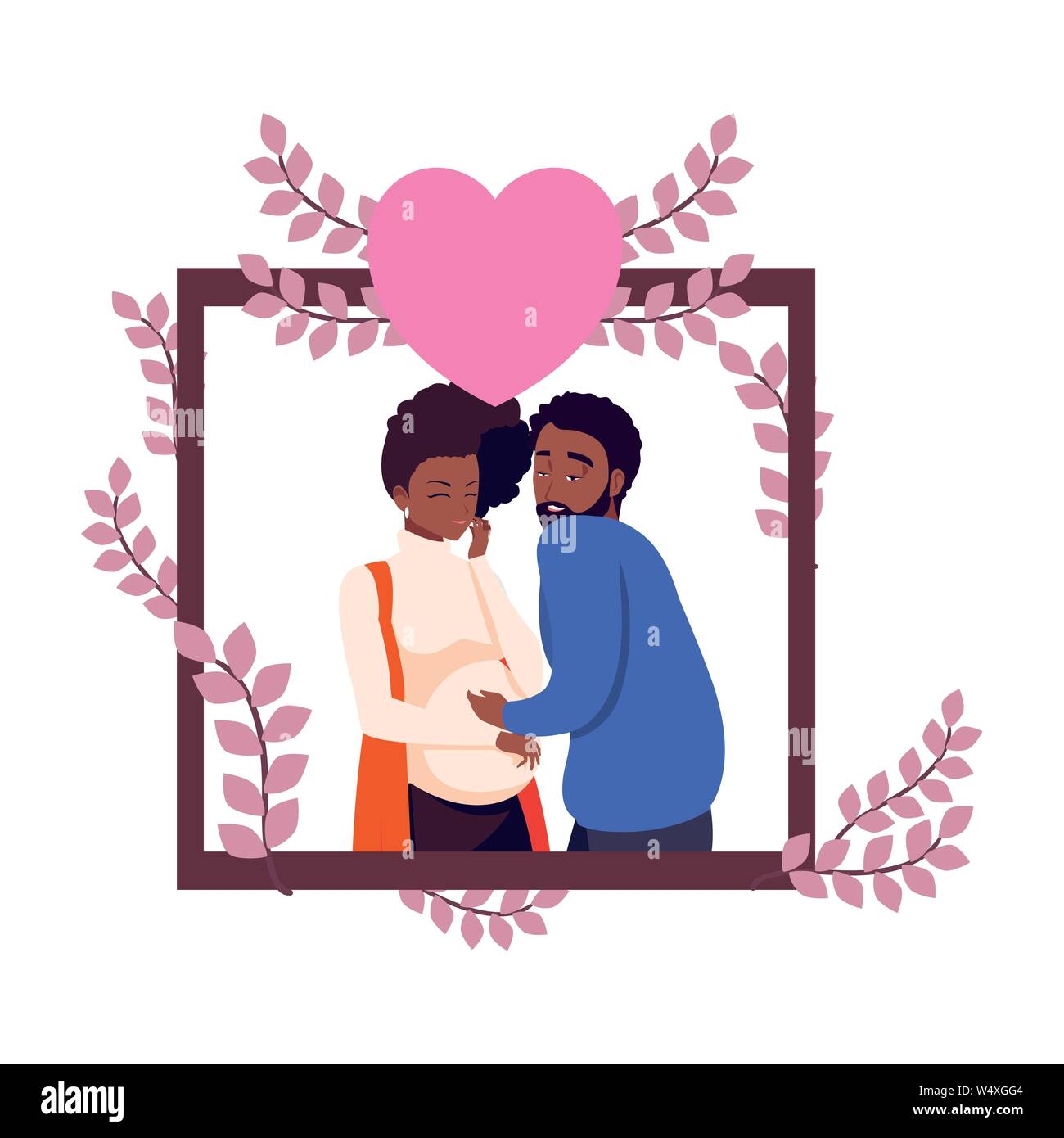 man hugs a pregnant woman - pregnancy and maternity vector illustration ...