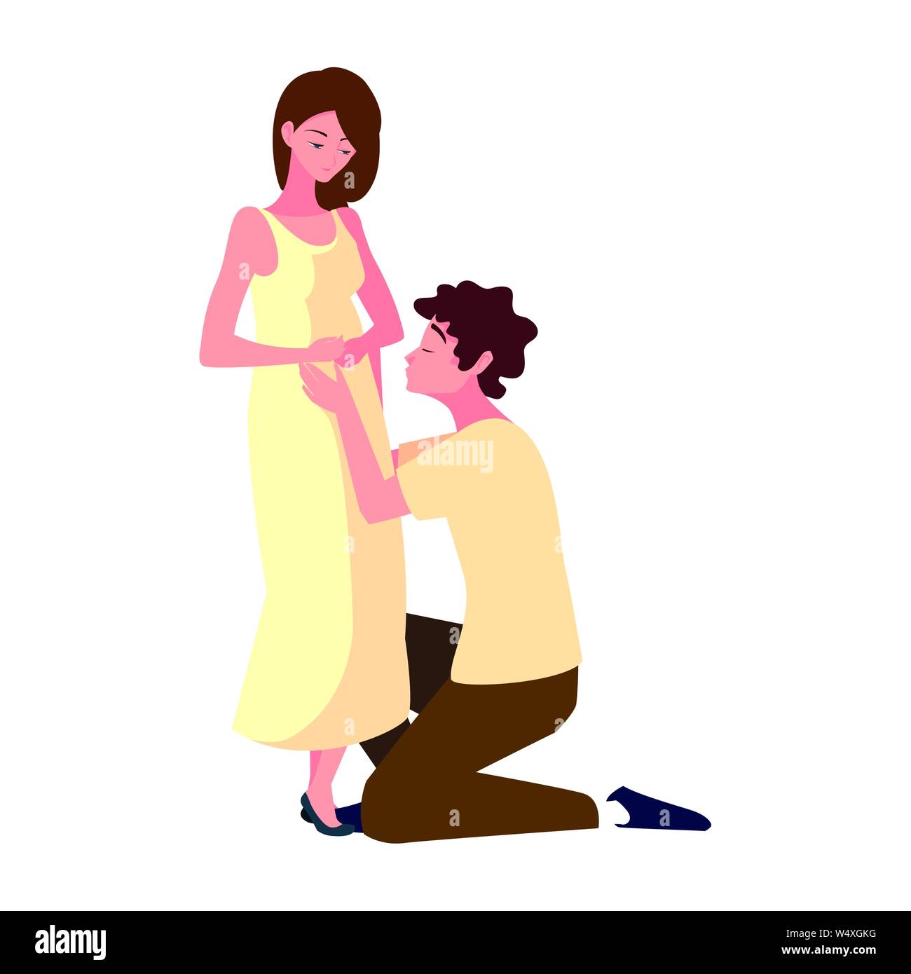 man hugs a pregnant woman - pregnancy and maternity vector illustration ...