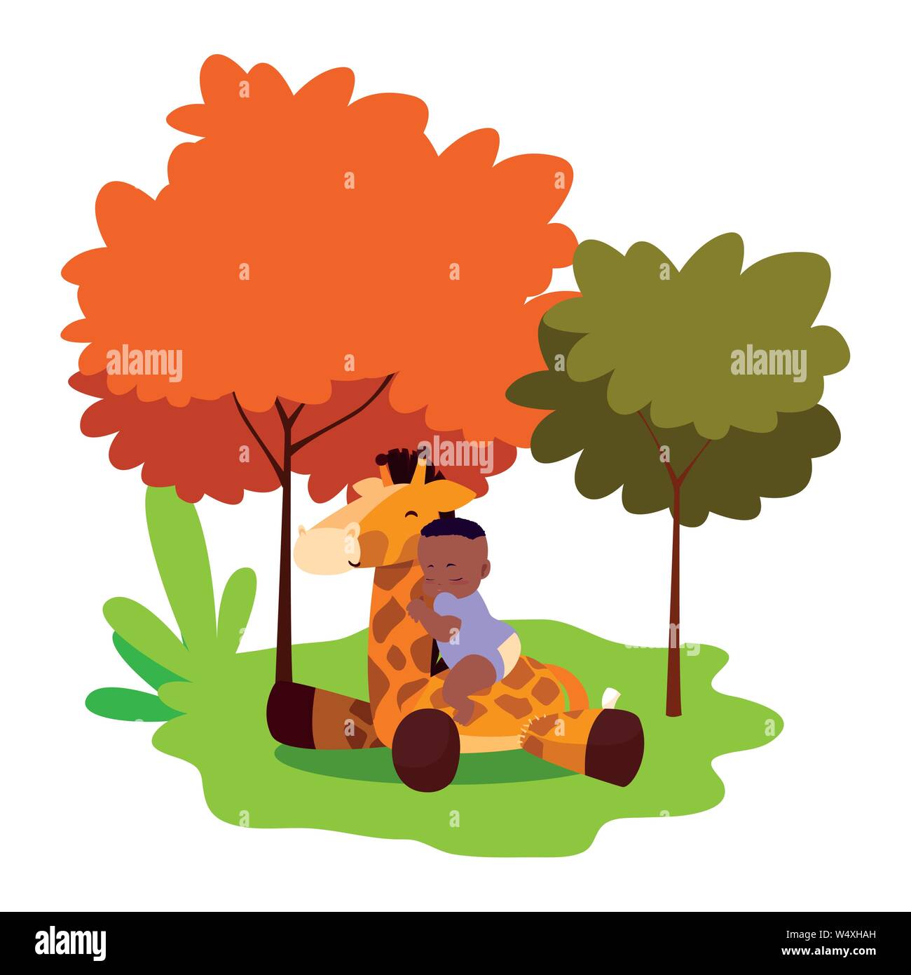 baby boy with toy giraffe vector illustration Stock Vector Image & Art ...