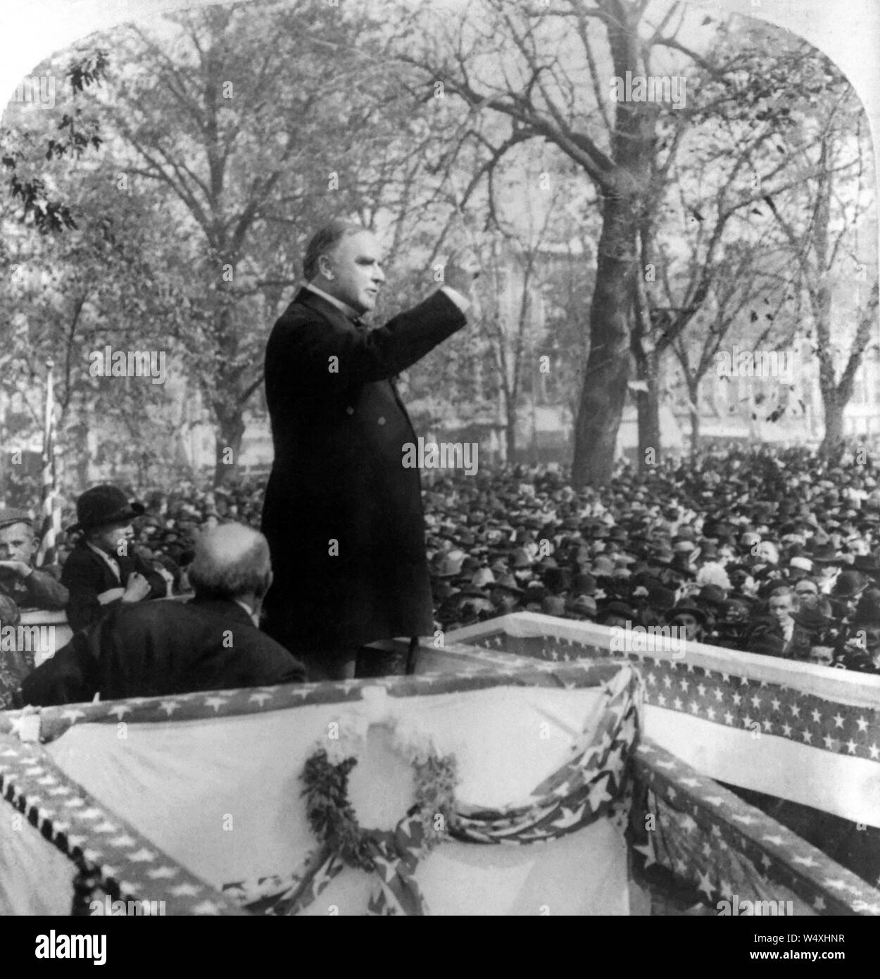 U.S. President William McKinley Speaking to Crowd, Quincy, Illinois, USA, Single Image of Stereo