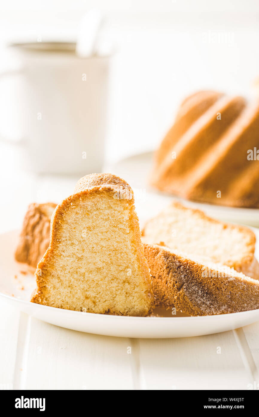 Sweet bundt cake on plate. Stock Photo