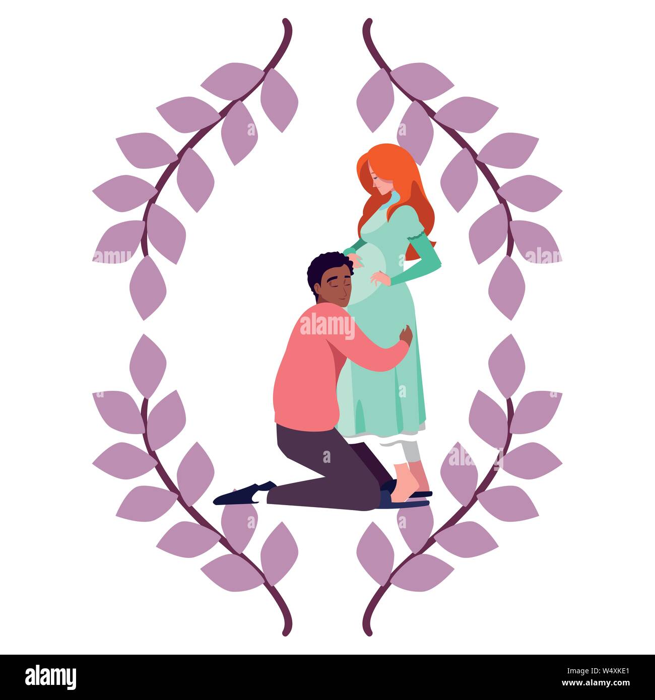 man hugs a pregnant woman - pregnancy and maternity vector illustration ...