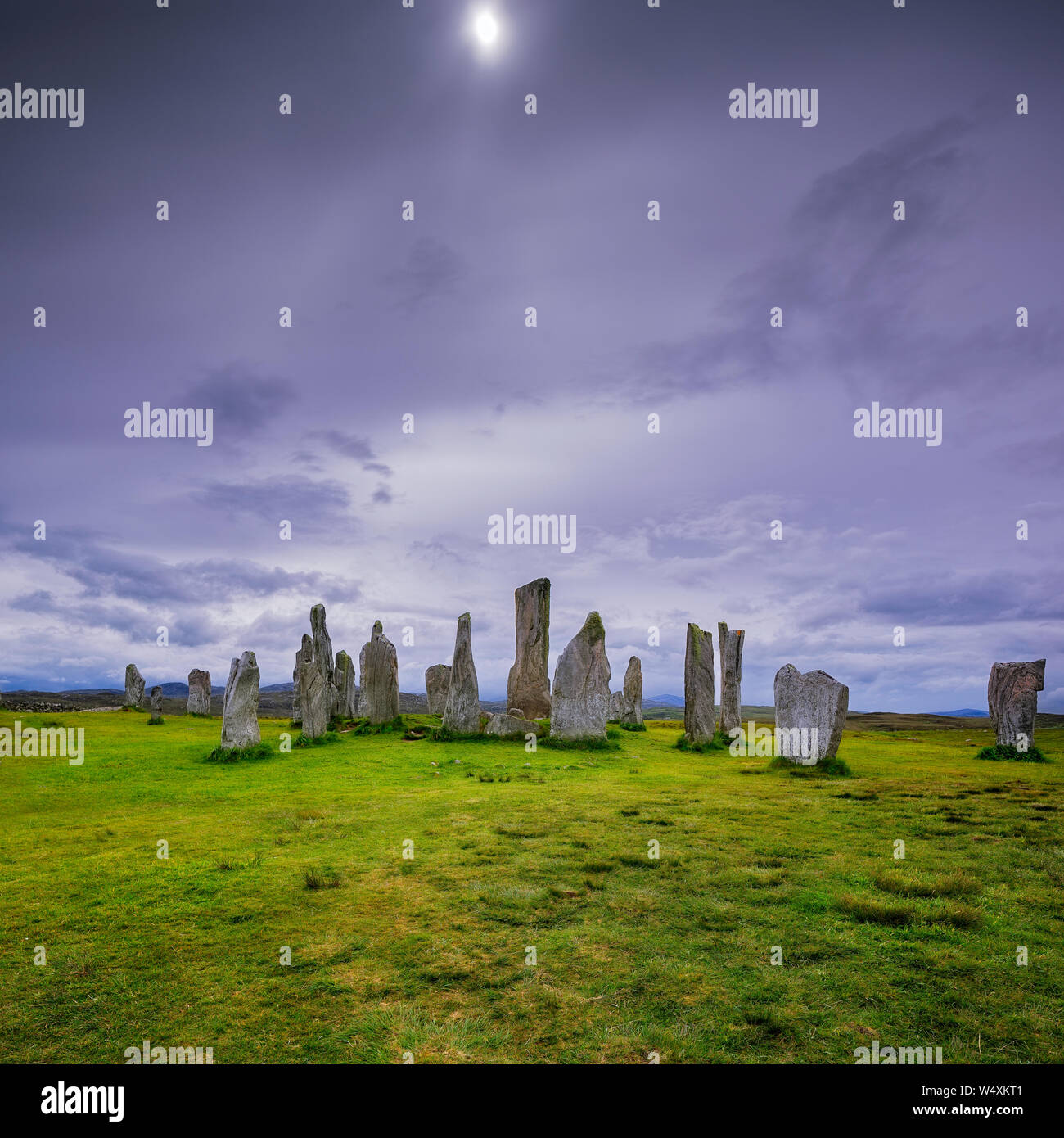 The main Callanish stones under dark skies Stock Photo