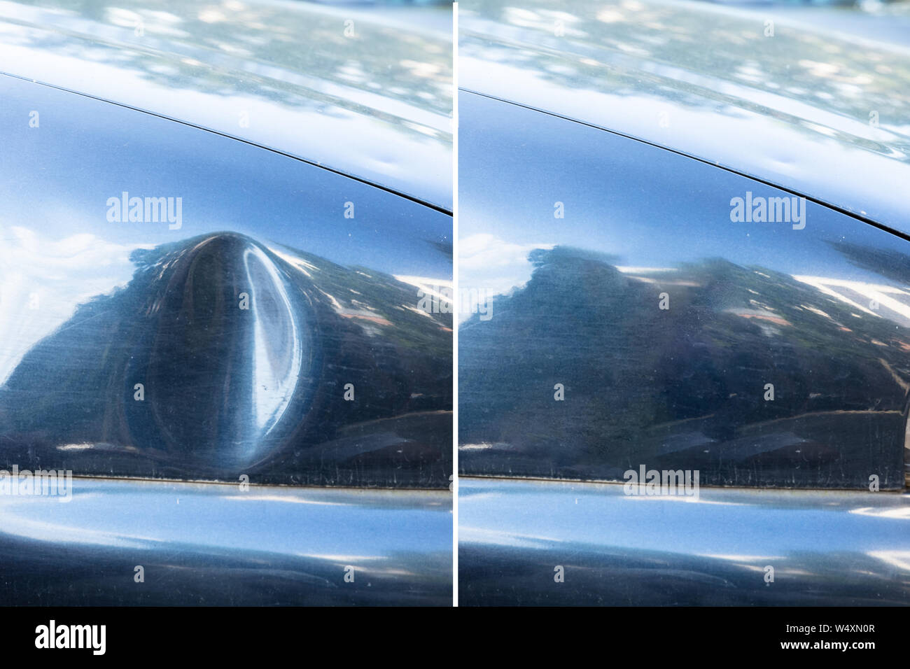 Photo Of Car Scratch Repair Before And After Stock Photo, Picture