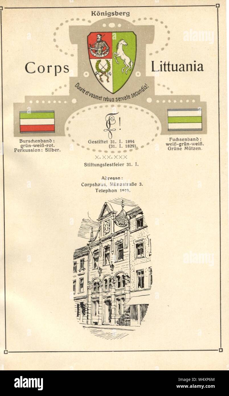 Couleur und Corpshaus Littuania Königsberg Stock Photo - Alamy
