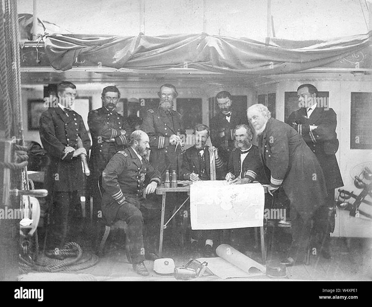 Council of War USS Colorado June 1871. Stock Photo