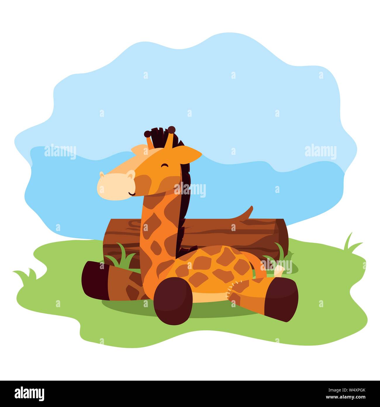 giraffe toy baby landscape design vector illustration Stock Vector