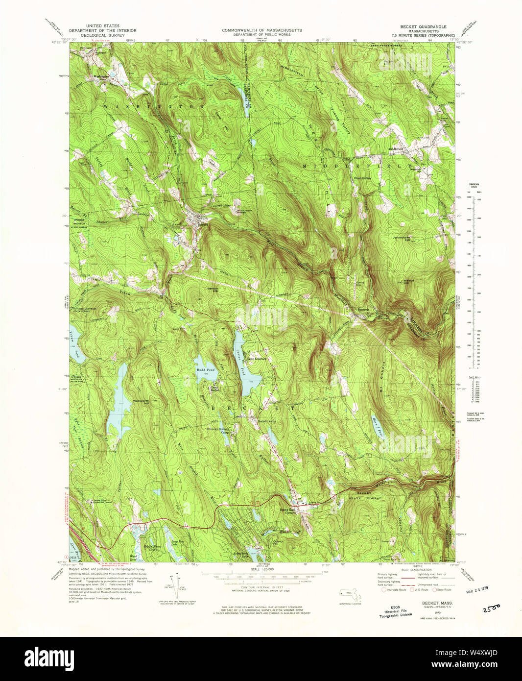 Massachusetts USGS Historical Topo Map MA Becket 350840 1973 25000
