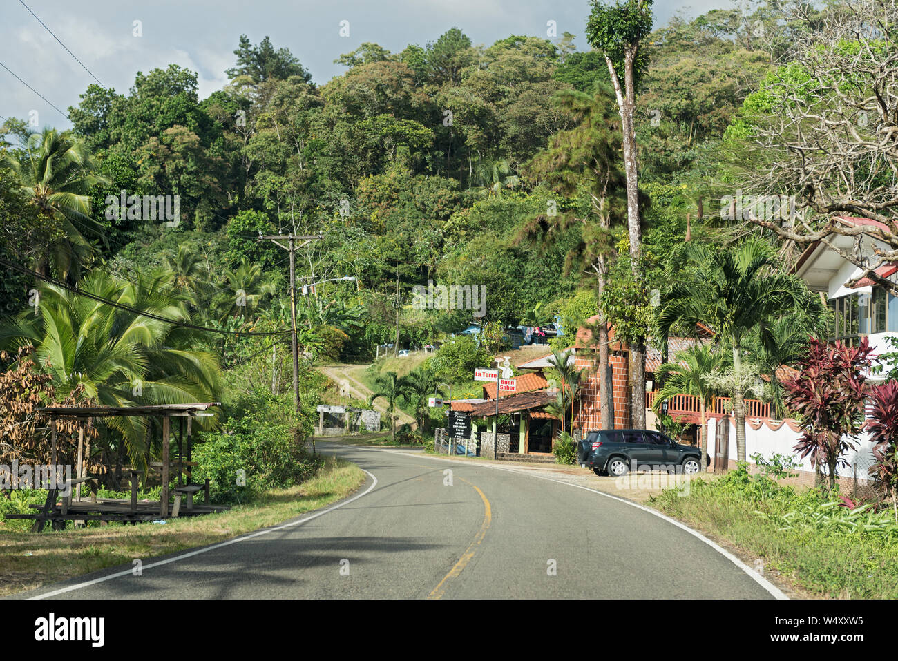 main street in Portobelo village region colon panama Stock Photo