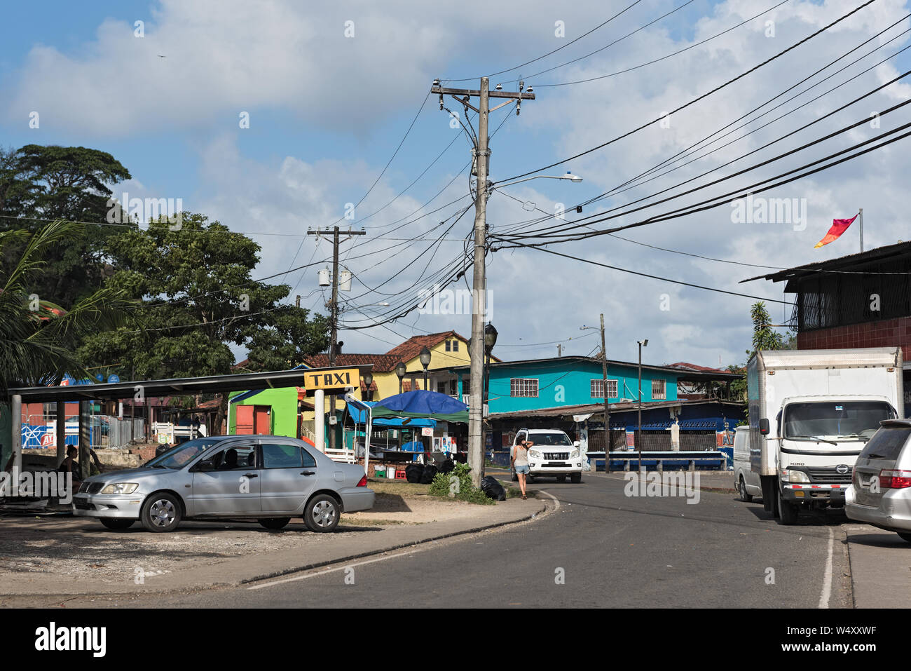 main street in Portobelo village region colon panama Stock Photo
