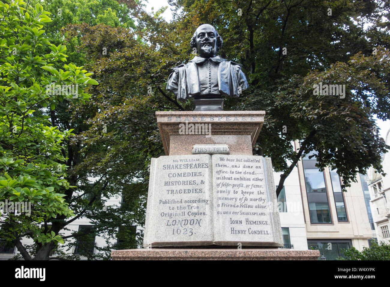 Bust of William Shakespeare in Aldermanbury Garden, Love Lane, London