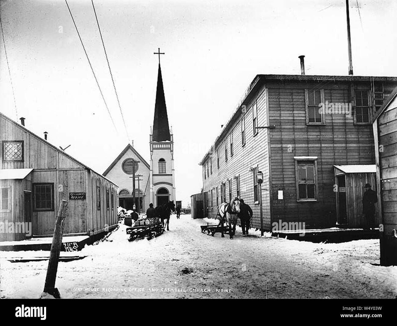 Courthouse Recorder's Office and Catholic Church Nome Alaska ca 1900