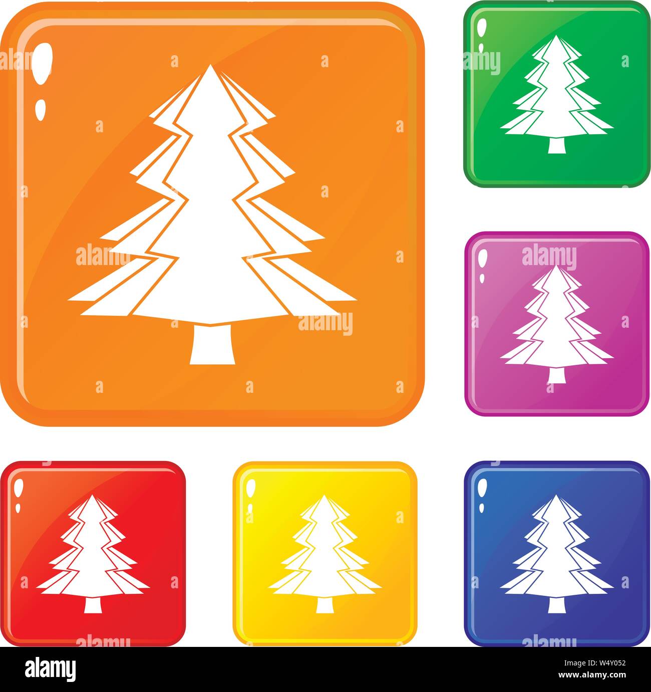 Fir tree icons set vector color Stock Vector
