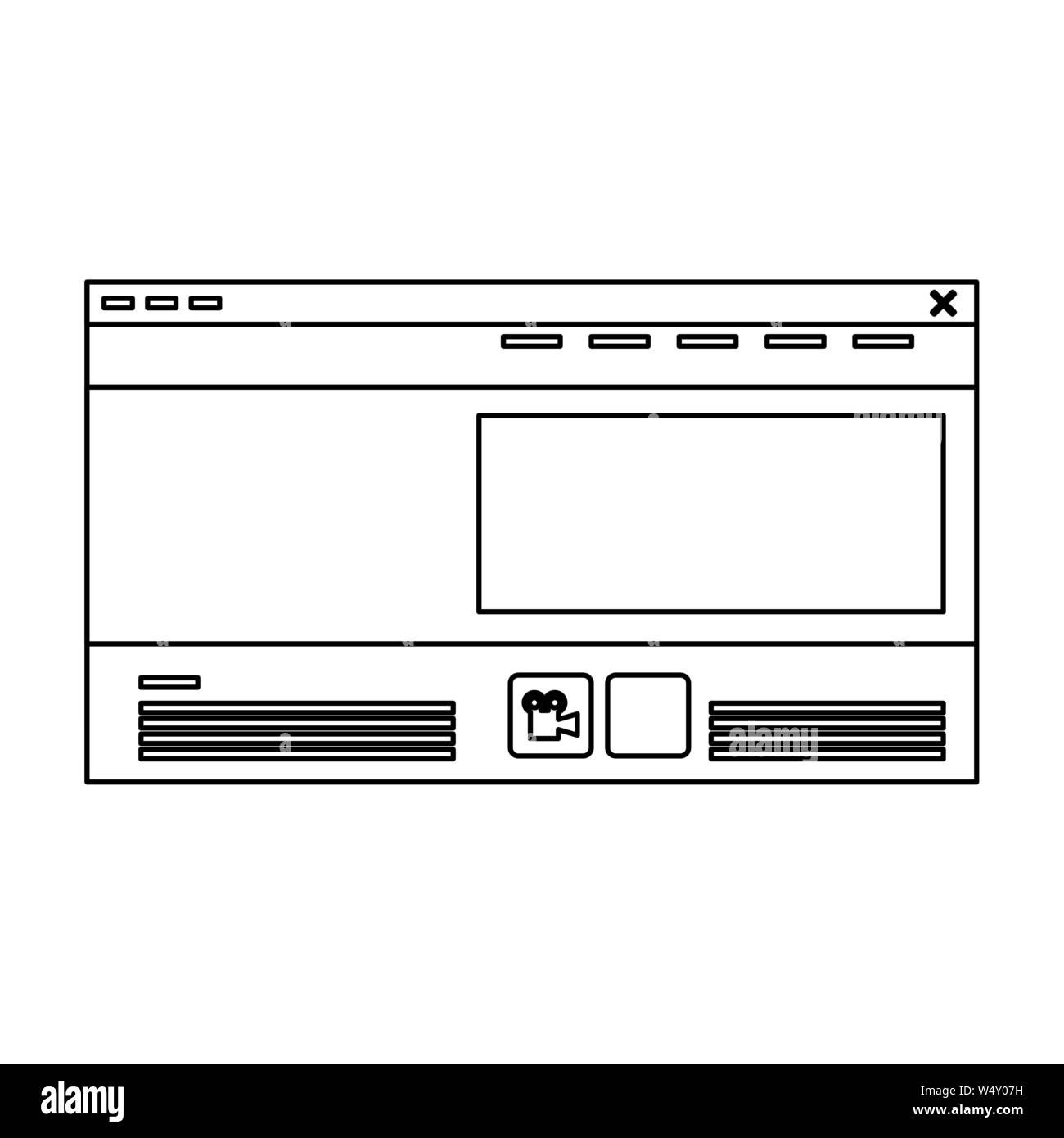 technology digital online modern cartoon in black and white Stock ...