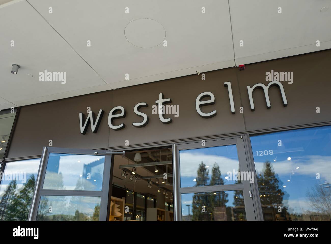 Facade of luxury home goods retailer West Elm in San Ramon, California, March 12, 2019. () Stock Photo