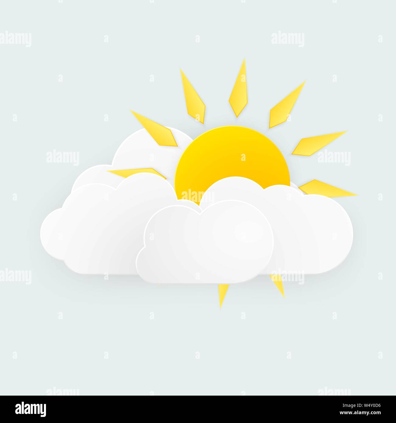 The sun and cloud weather over white background Stock Vector Image ...