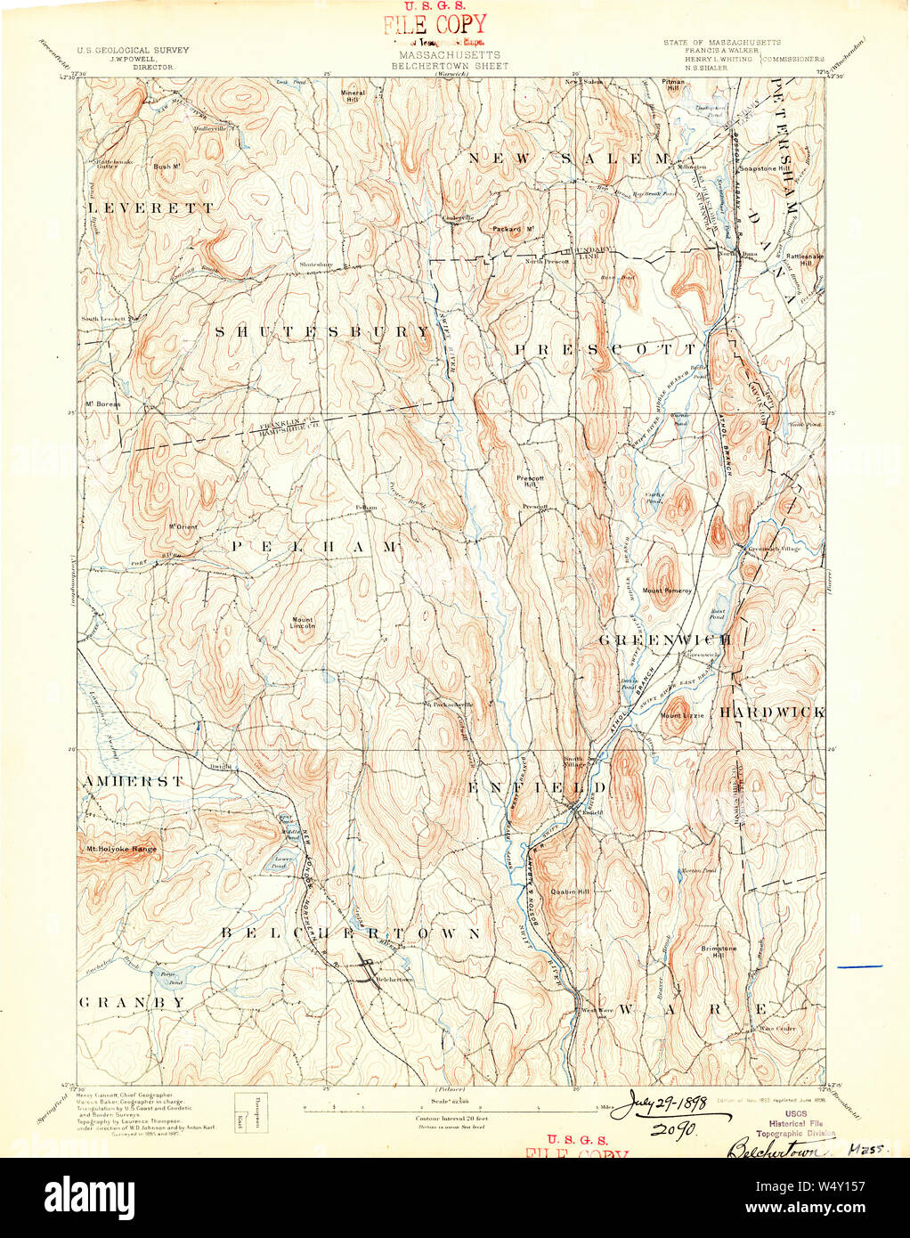 Massachusetts USGS Historical Topo Map MA Belchertown 352473 1893 62500