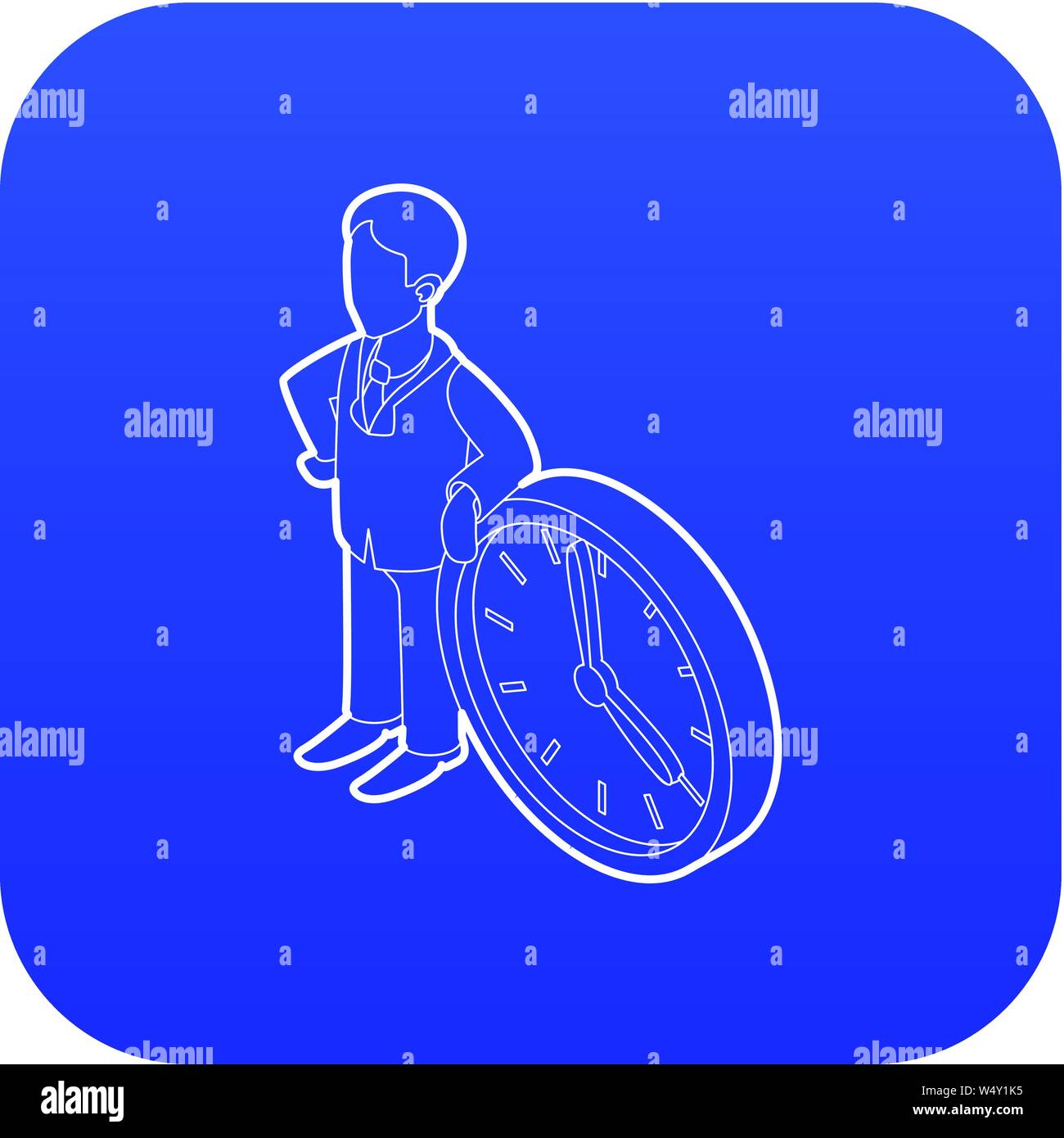 Businessman and clock showing 4 clock icon blue vector Stock Vector