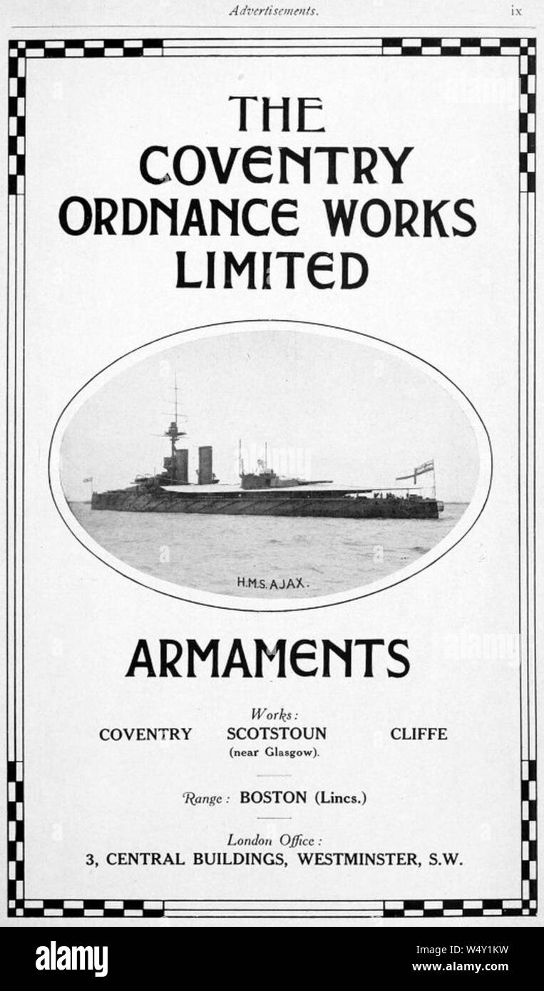 Coventry Ordnance Works advertisement Brasseys 1915. Stock Photo