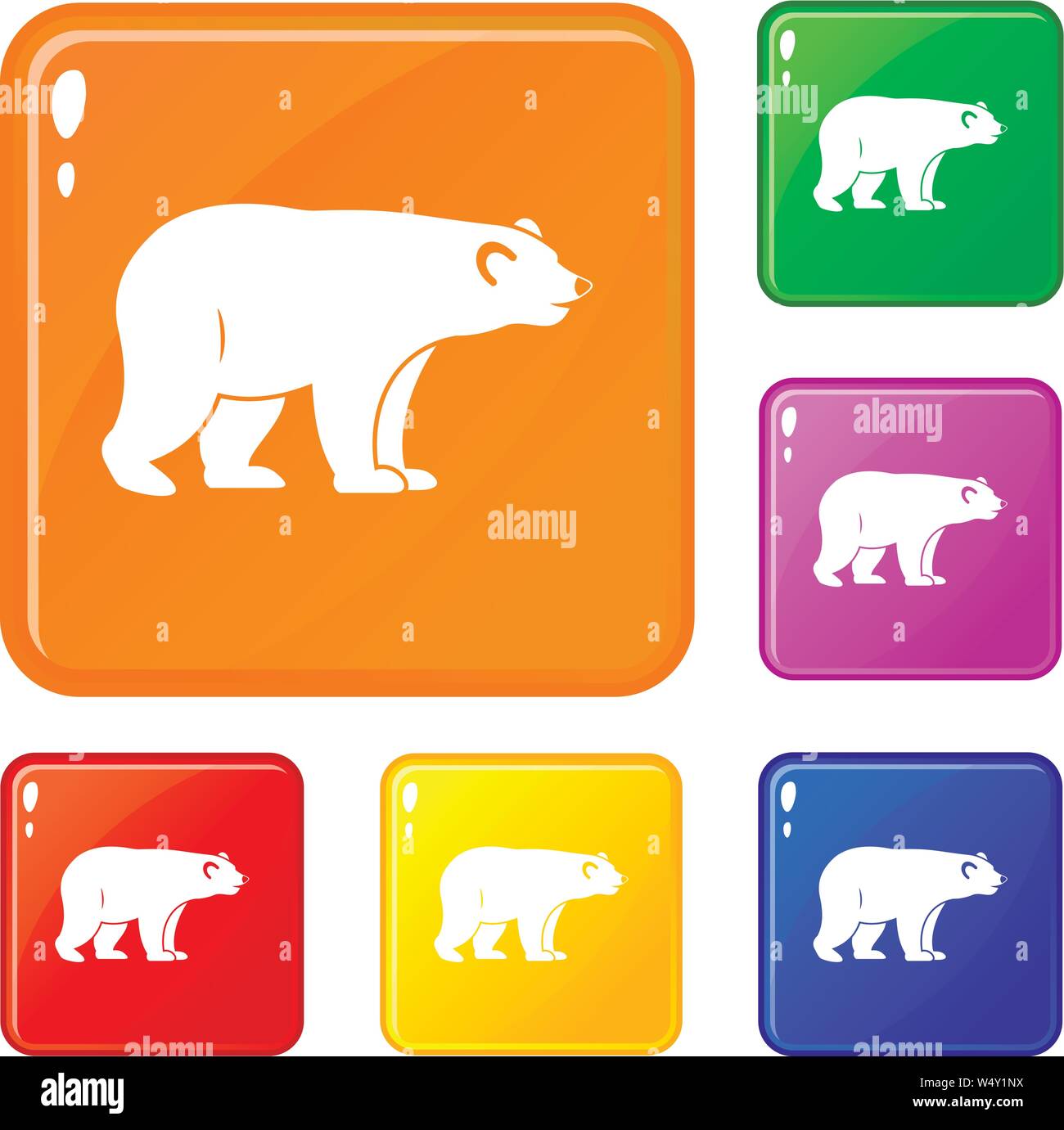 Wild bear icons set vector color Stock Vector