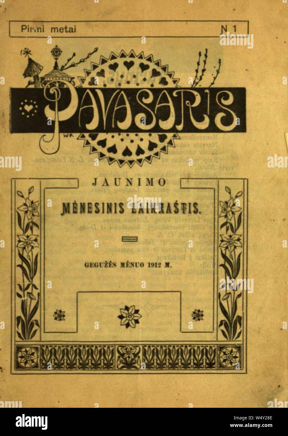 Cover page of Pavasaris (May 1912). Stock Photo