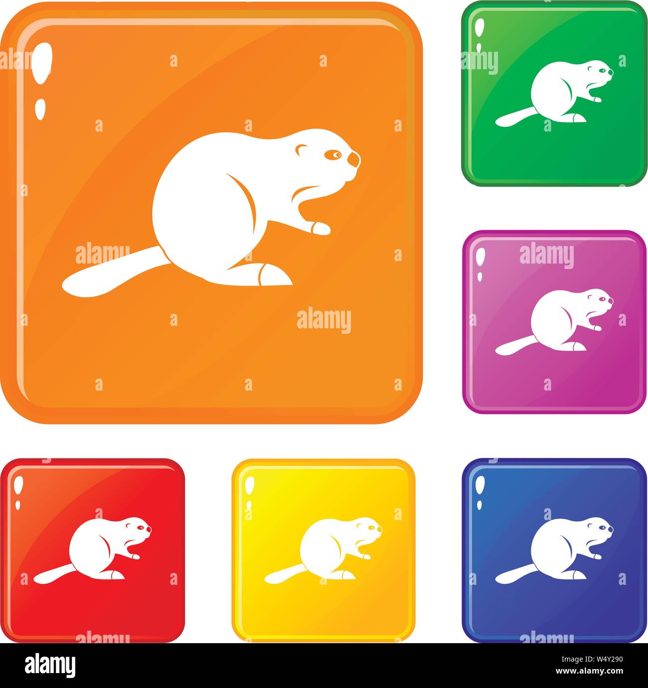 Canadian beaver icons set vector color Stock Vector