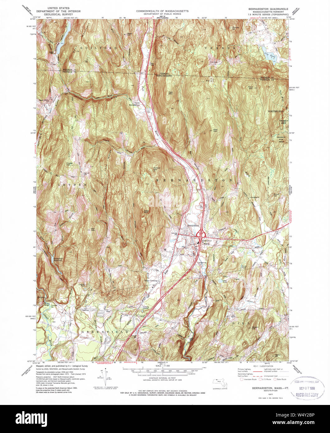 Massachusetts USGS Historical Topo Map MA Bernardston 350005 1977 24000