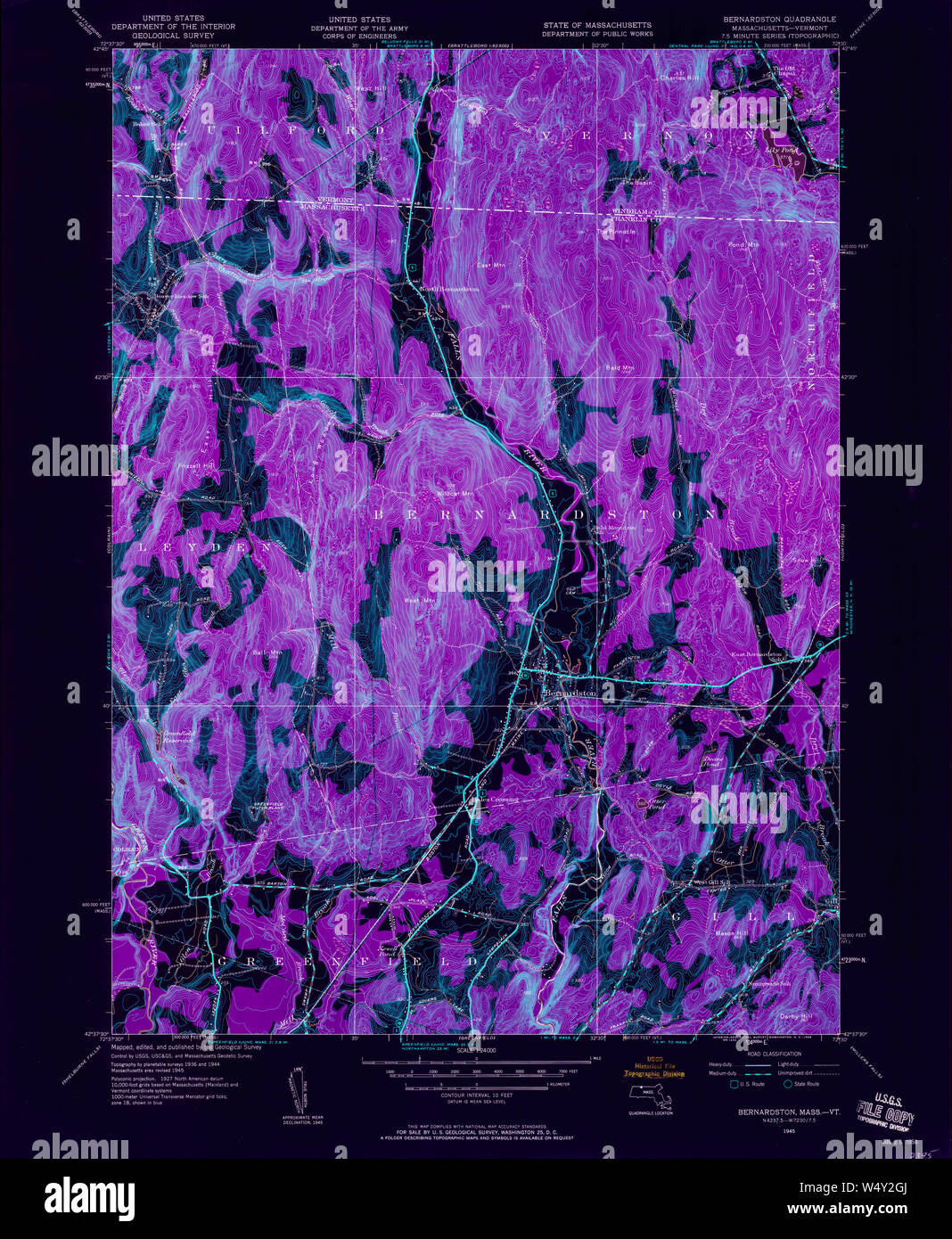 Massachusetts USGS Historical Topo Map MA Bernardston 350007 1945 24000