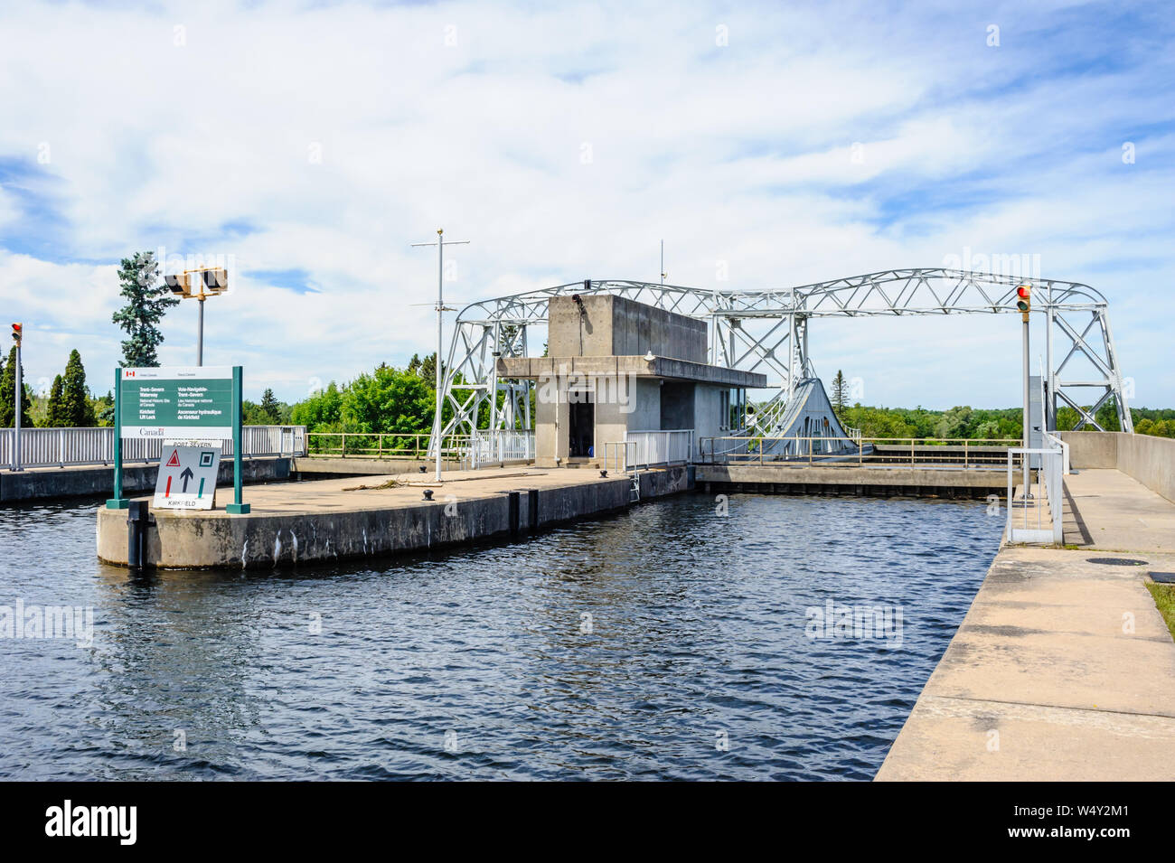 KAWARTHA LAKES, ONTARIO, CANADA - JUNE 22, 2018: The Kirkfield Lift Lock, seen from the upper level. Stock Photo