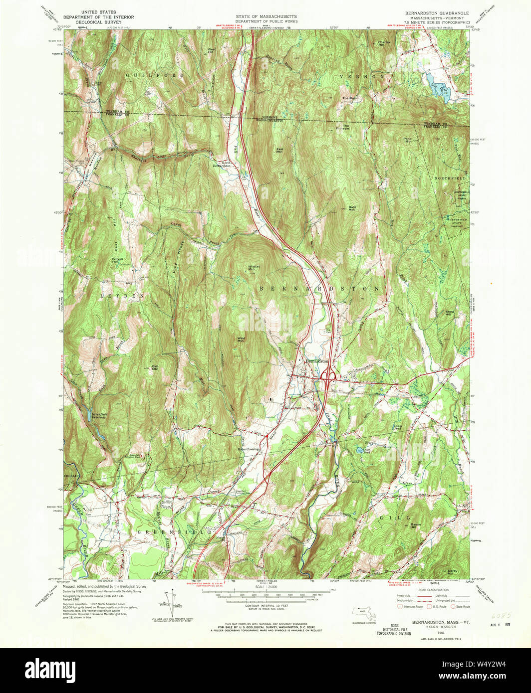 Massachusetts USGS Historical Topo Map MA Bernardston 350009 1961 24000