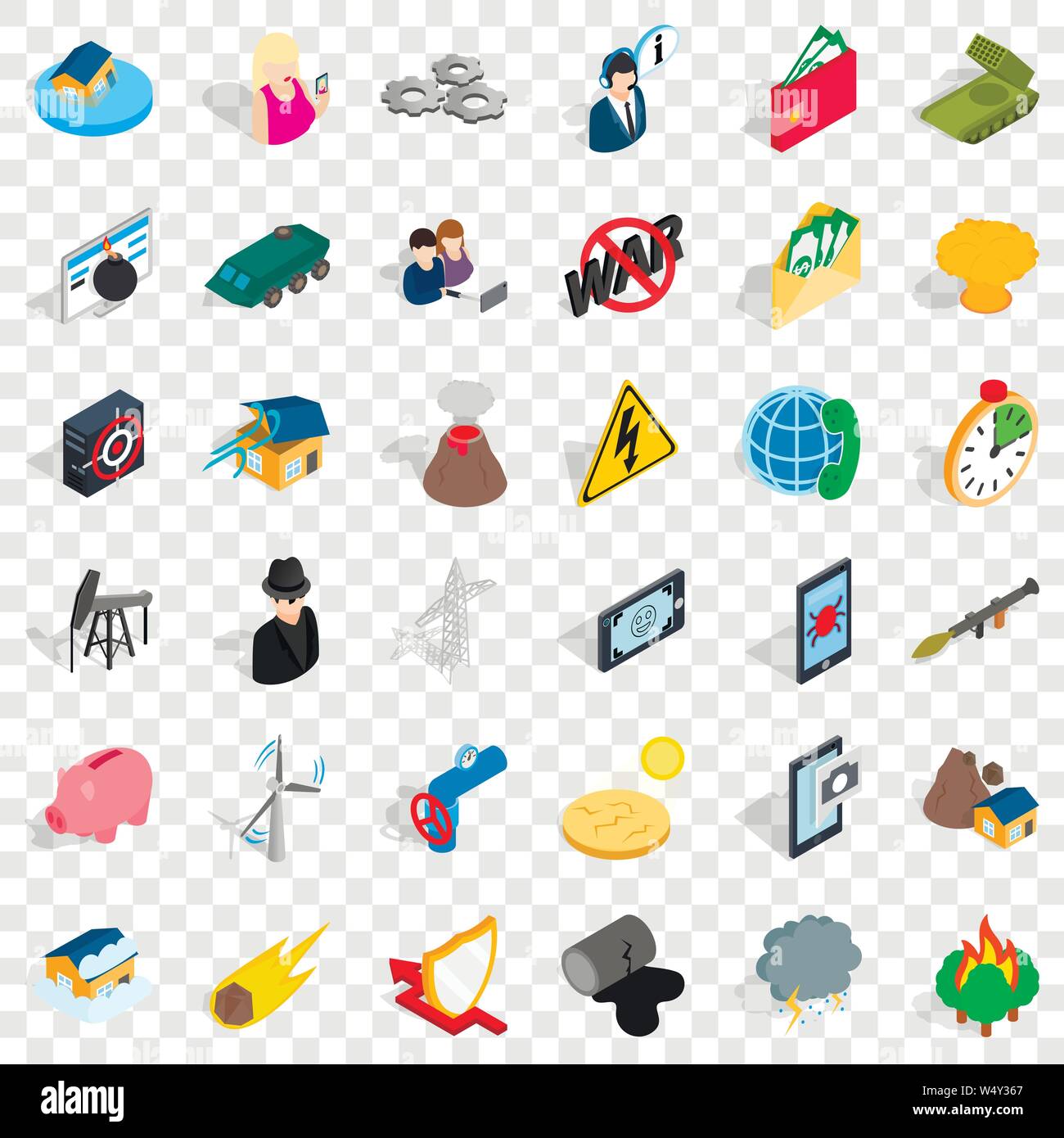 Disaster icons set, isometric style Stock Vector