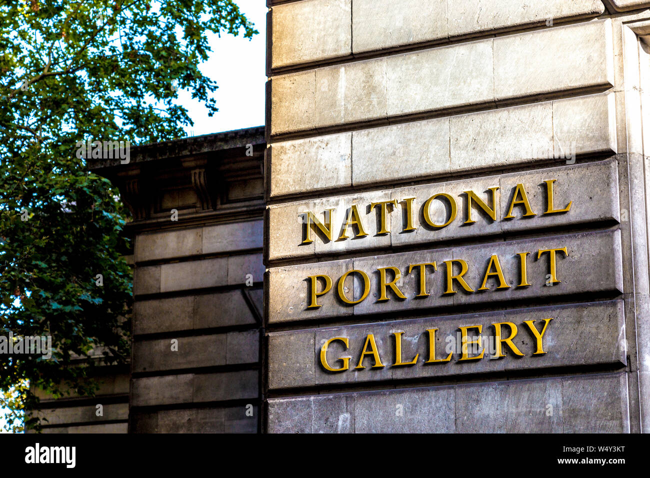 Sign on the facade of National Portrait Gallery, London, UK Stock Photo