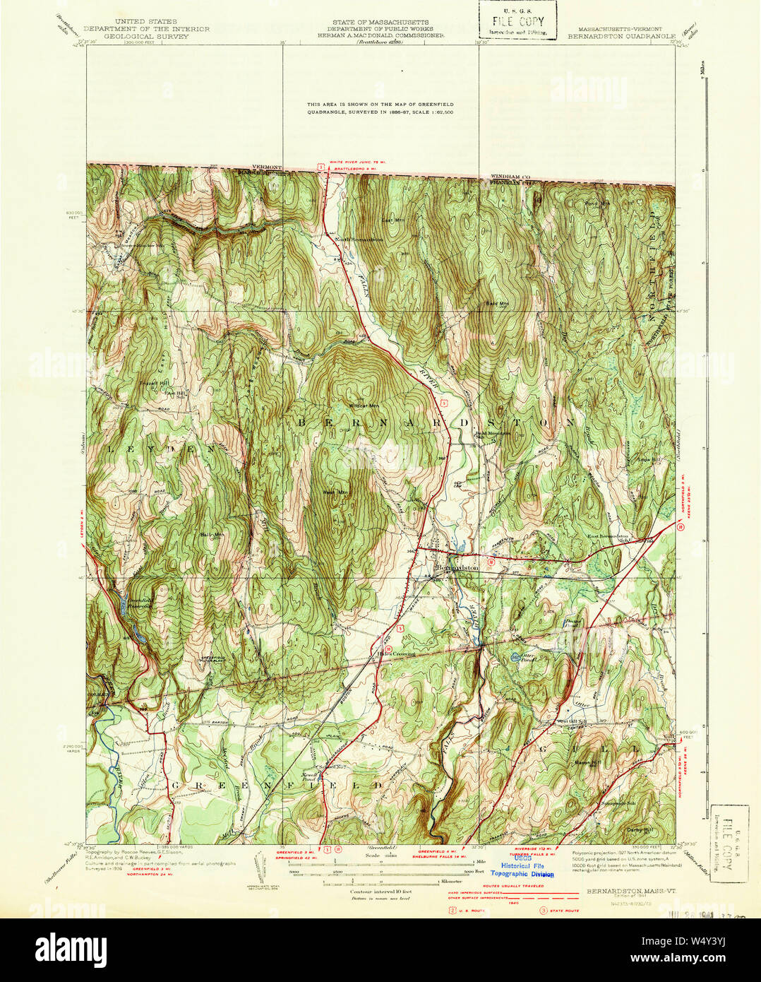 Massachusetts USGS Historical Topo Map MA Bernardston 351535 1941 31680
