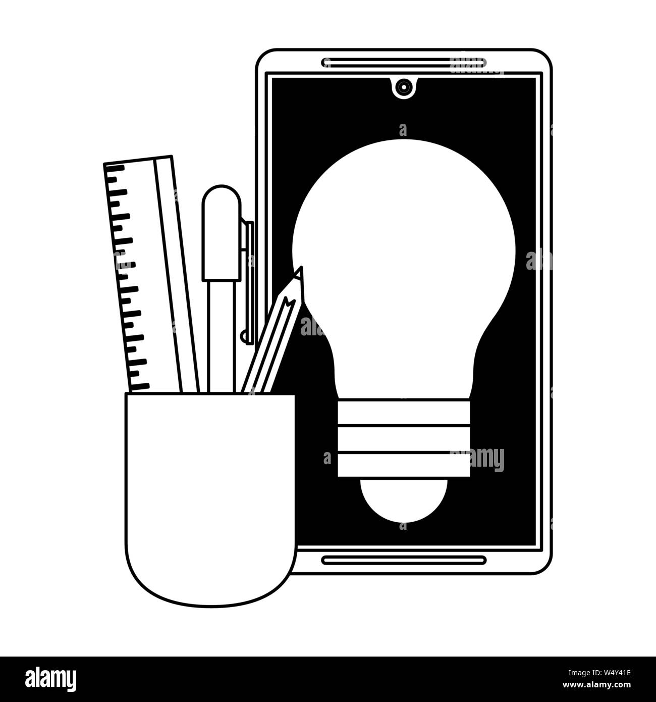 technology digital online modern cartoon in black and white Stock ...