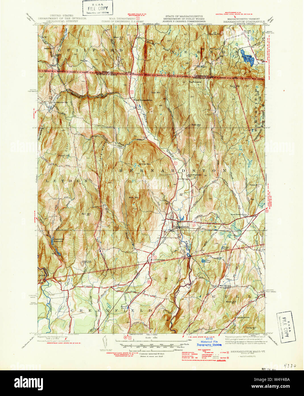 Massachusetts USGS Historical Topo Map MA Bernardston 351539 1946 31680